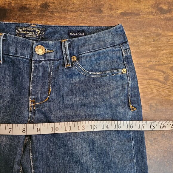 Seven7 Jeans Womens 28 Bootcut Low Rise Medium Dark Wash Stretch Denim Western - Picture 6 of 10